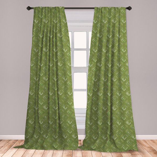 East Urban Home Ambesonne Olive Green Curtains, Grunge Geometric